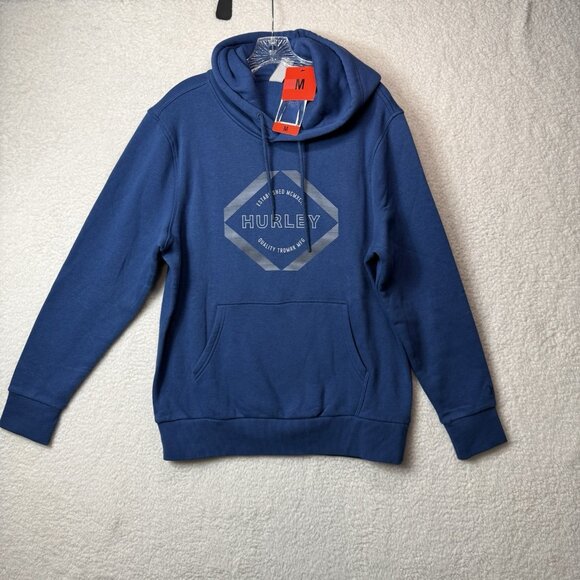 Hurley Men’s Graphic Hoodie Sweatshirt With Kangaroo Pocket Size M Blue - Picture 1 of 5
